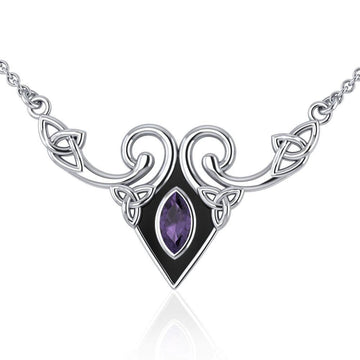 A gift of the world Silver Celtic Triquetra Necklace with Gemstone TNC159 - Jewelry
